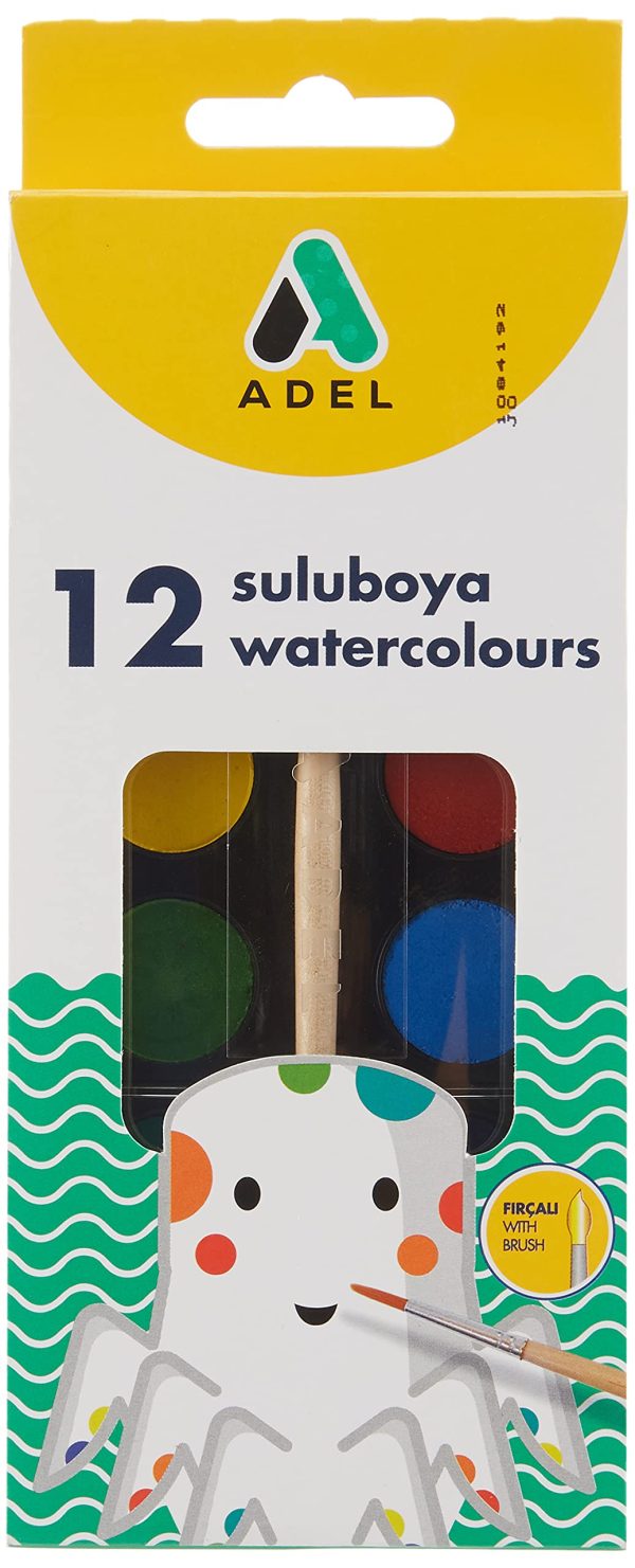 علبة ألوان مياه 12 لون من ADEL – Watercolor Paints for Kids